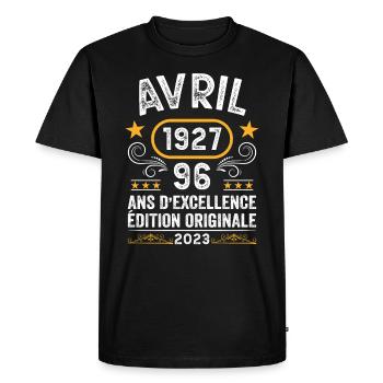 Anniversaire Vintage Idée Cadeau Avril 1927 96 - T-shirt Premium bio Homme - noir - Devant - Nico (187cm)