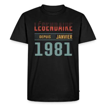 Légendaire Depuis Janvier 1981 Anniversaire - T-shirt Premium bio Homme - noir - Devant - Nico (187cm)