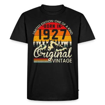 Unique in its kind born in 1927 Original vintage - Men's Premium Organic T-Shirt - black - Front - Nico (187cm)