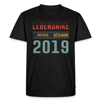Légendaire Depuis Décembre 2019 Anniversaire - T-shirt Premium bio Homme - noir - Devant - Nico (187cm)
