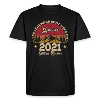 Les Légendes Sont Nées En Janvier 2021 - T-shirt Premium bio Homme - noir - Devant - Nico (187cm)