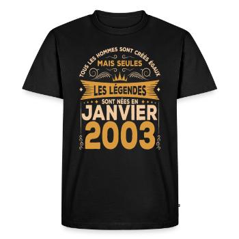 Les Légendes Sont Nées En Janvier 2003 - T-shirt Premium bio Homme - noir - Devant - Nico (187cm)