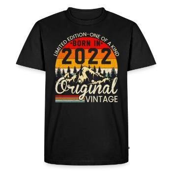 Unique in its kind born in 2022 Original vintage - Men's Premium Organic T-Shirt - black - Front - Nico (187cm)