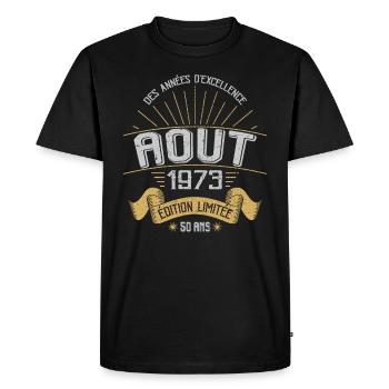 Août 1973 50 Ans Anniversaire Vintage Cadeau - T-shirt Premium bio Homme - noir - Devant - Nico (187cm)
