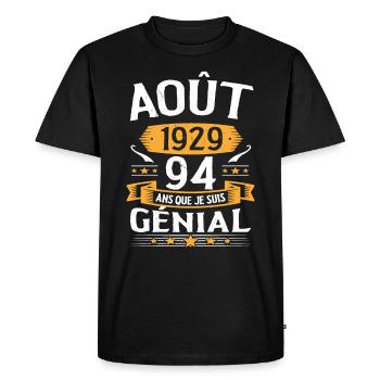 Août 1929 94 Ans Que Je Suis Génial Cadeau - T-shirt Premium bio Homme - noir - Devant - Nico (187cm)