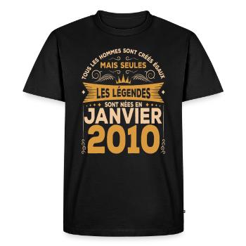Les Légendes Sont Nées En Janvier 2010 - T-shirt Premium bio Homme - noir - Devant - Nico (187cm)