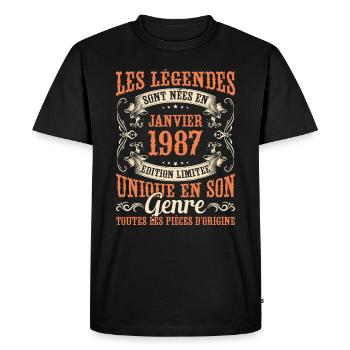 Les Légendes Sont Nées En Janvier 1987 Cadeau - T-shirt Premium bio Homme - noir - Devant - Nico (187cm)