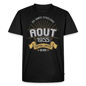 Août 1955 68 Ans Anniversaire Vintage Cadeau - T-shirt Premium bio Homme - noir - Devant - Nico (187cm)