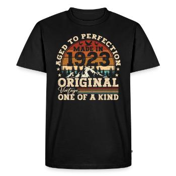 Retro 1923 Birthday Gift - Men's Premium Organic T-Shirt - black - Front - Nico (187cm)