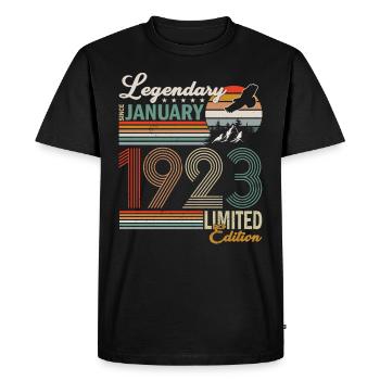 Birthday gift January 1923 - Men's Premium Organic T-Shirt - black - Front - Nico (187cm)