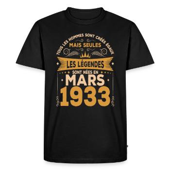 Les Légendes Sont Nées En Mars 1933 - T-shirt Premium bio Homme - noir - Devant - Nico (187cm)