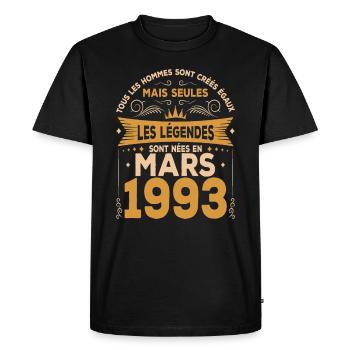 Les Légendes Sont Nées En Mars 1993 - T-shirt Premium bio Homme - noir - Devant - Nico (187cm)