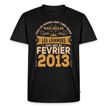 Les Légendes Sont Nées En Février 2013 - T-shirt Premium bio Homme - noir - Devant - Nico (187cm)