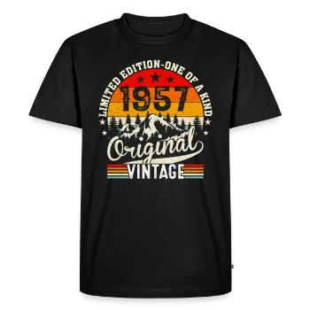 Cadeau D'anniversaire Rétro 1957 - T-shirt Premium bio Homme - noir - Devant - Nico (187cm)