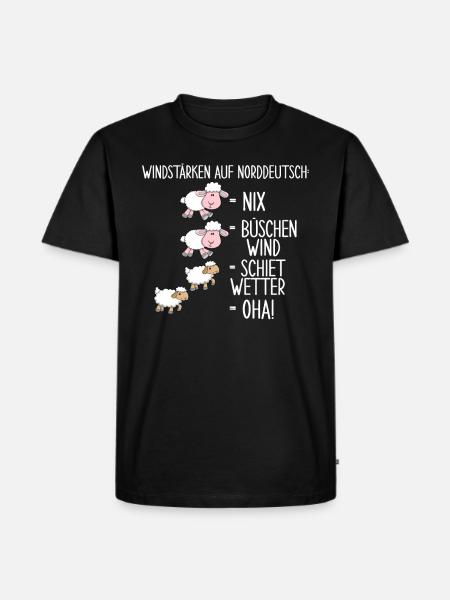 Windstärke Auf Norddeutsch - Männer Premium Bio T-Shirt - Schwarz