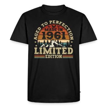 Retro birthday present from the year 1961 - Men's Premium Organic T-Shirt - black - Front - Nico (187cm)