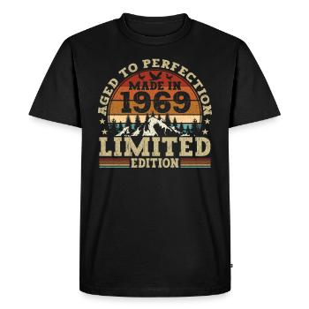 Retro birthday present from the year 1969 - Men's Premium Organic T-Shirt - black - Front - Nico (187cm)