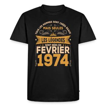 Les Légendes Sont Nées En Février 1974 - T-shirt Premium bio Homme - noir - Devant - Nico (187cm)