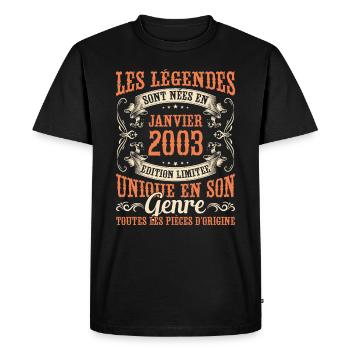 Les Légendes Sont Nées En Janvier 2003 Cadeau - T-shirt Premium bio Homme - noir - Devant - Nico (187cm)