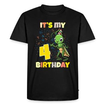 C’est ma sauterelle de 4ème anniversaire - T-shirt Premium bio Homme - noir - Devant - Nico (187cm)