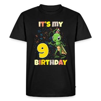 C’est ma sauterelle de 9e anniversaire - T-shirt Premium bio Homme - noir - Devant - Nico (187cm)
