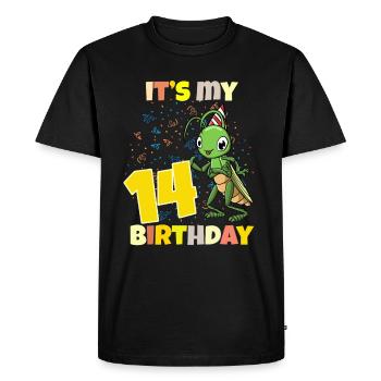 C’est ma sauterelle de 14 ans - T-shirt Premium bio Homme - noir - Devant - Nico (187cm)