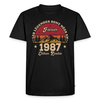 Les Légendes Sont Nées En Février 1987 - T-shirt Premium bio Homme - noir - Devant - Nico (187cm)
