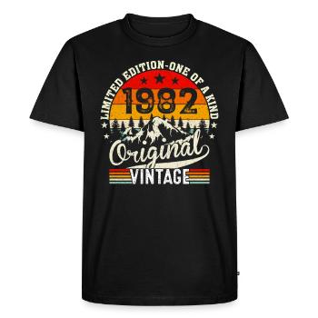 Millésime original 1982 - T-shirt Premium bio Homme - noir - Devant - Nico (187cm)