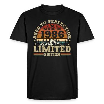 Retro birthday present from the vintage 1986 - Men's Premium Organic T-Shirt - black - Front - Nico (187cm)