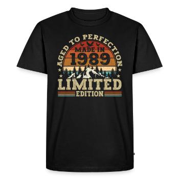 Retro birthday present from the vintage 1989 - Men's Premium Organic T-Shirt - black - Front - Nico (187cm)