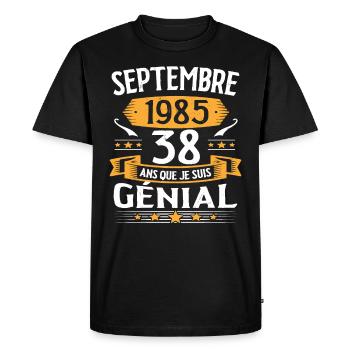 Septembre 1985 38 Ans Que Je Suis Génial Cadeau - T-shirt Premium bio Homme - noir - Devant - Nico (187cm)