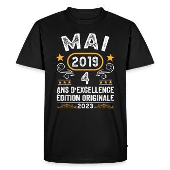 Anniversaire Vintage Idée Cadeau Mai 2019 4 - T-shirt Premium bio Homme - noir - Devant - Nico (187cm)