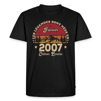 Les Légendes Sont Nées En Février 2007 - T-shirt Premium bio Homme - noir - Devant - Nico (187cm)