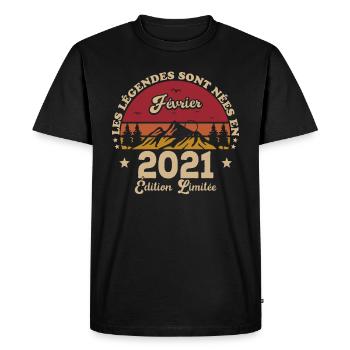 Les Légendes Sont Nées En Février 2021 - T-shirt Premium bio Homme - noir - Devant - Nico (187cm)