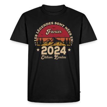 Les Légendes Sont Nées En Février 2024 - T-shirt Premium bio Homme - noir - Devant - Nico (187cm)