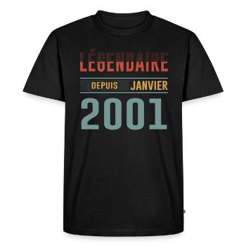 Légendaire Depuis Janvier 2001 Anniversaire - T-shirt Premium bio Homme - noir - Devant - Nico (187cm)