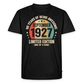 September 1927 26 Years Anniversary Vintage Gift - Men's Premium Organic T-Shirt - black - Front - Nico (187cm)