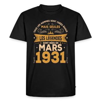Les Légendes Sont Nées En Mars 1931 - T-shirt Premium bio Homme - noir - Devant - Nico (187cm)
