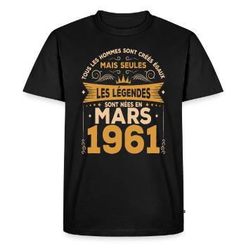 Les Légendes Sont Nées En Mars 1961 - T-shirt Premium bio Homme - noir - Devant - Nico (187cm)