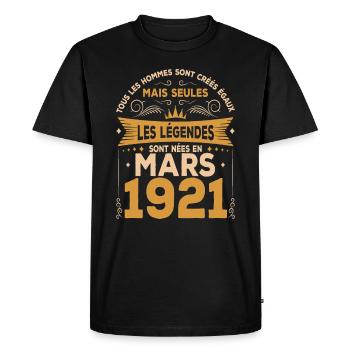 Les Légendes Sont Nées En Mars 1921 - T-shirt Premium bio Homme - noir - Devant - Nico (187cm)