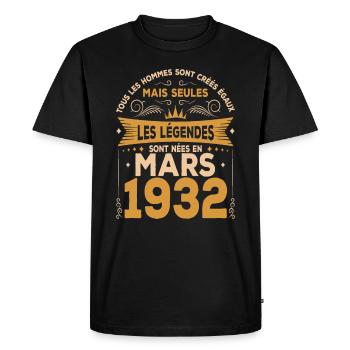Les Légendes Sont Nées En Mars 1932 - T-shirt Premium bio Homme - noir - Devant - Nico (187cm)