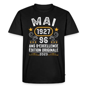Anniversaire Vintage Idée Cadeau Mai 1927 96 - T-shirt Premium bio Homme - noir - Devant - Nico (187cm)
