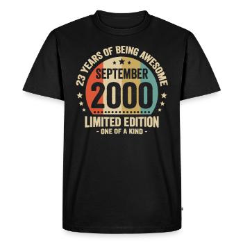 September 2000 23 Years Anniversary Vintage Gift - Men's Premium Organic T-Shirt - black - Front - Nico (187cm)
