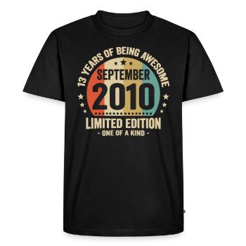 September 2010 13 Years Anniversary Vintage Gift - Men's Premium Organic T-Shirt - black - Front - Nico (187cm)