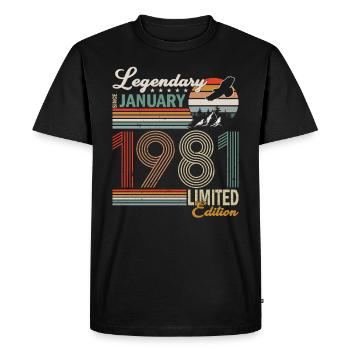Génial depuis janvier 1981 - T-shirt Premium bio Homme - noir - Devant - Nico (187cm)