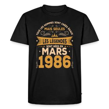Mars 1986 anniversaire Mars 1986 Mars - T-shirt Premium bio Homme - noir - Devant - Nico (187cm)