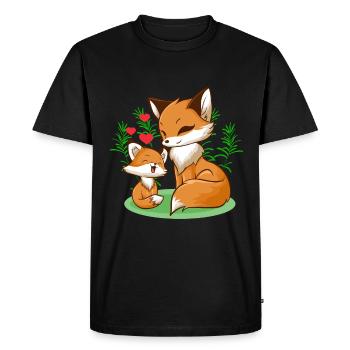 Fox Mama Baby - Men's Premium Organic T-Shirt - black - Front - Nico (187cm)