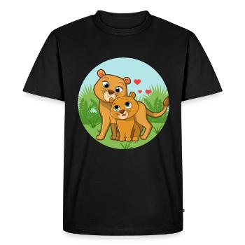 Lion Mama Bébé - T-shirt Premium bio Homme - noir - Devant - Nico (187cm)
