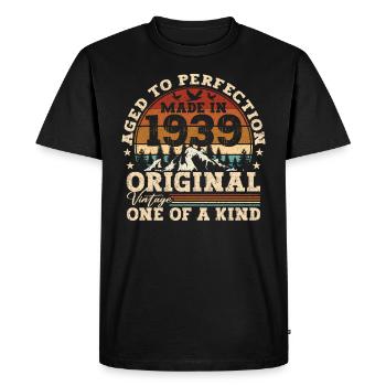Cadeau de 82e anniversaire Original né en 1939 - T-shirt Premium bio Homme - noir - Devant - Nico (187cm)