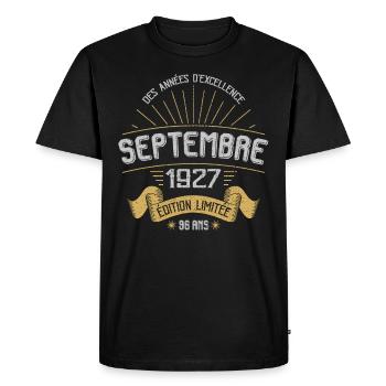 MILLÉSIME SEPTEMBRE 1927 ÉDITION LIMITÉE - T-shirt Premium bio Homme - noir - Devant - Nico (187cm)